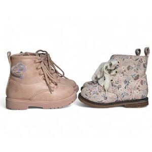 Toddler Girl Size 6 Boot Bundle MUDD | Cat & Jack Pink Floral Heart Zip Lace Up